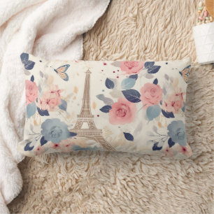 Coussin Rectangle Belles Fleurs et Tour Eiffel Paris