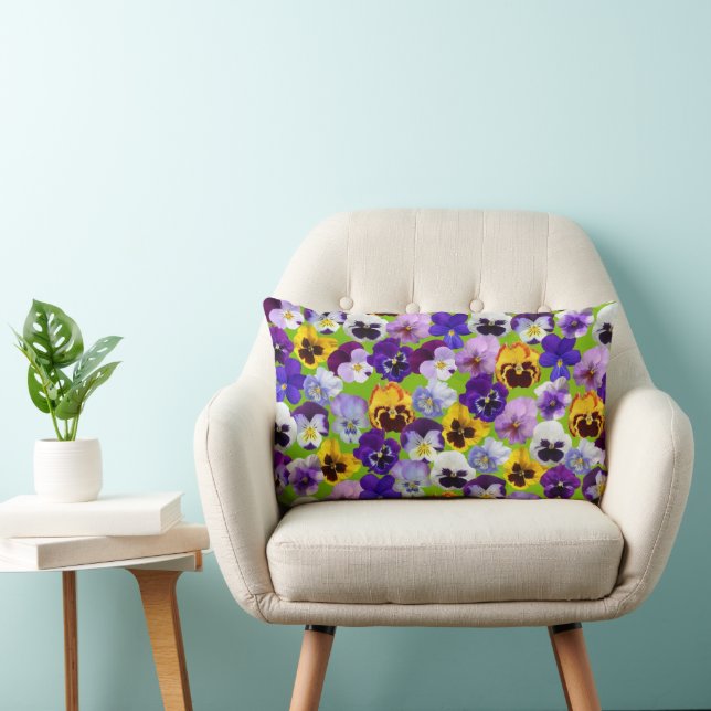 Coussin Rectangle Belles Pansies de Printemps (Chaise)
