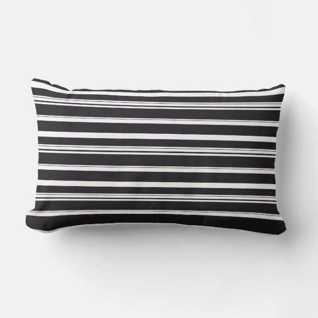Coussin Rectangle Belles rayures blanches noires (Recto)
