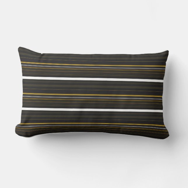 Coussin Rectangle Belles rayures jaunes noirs (Recto)
