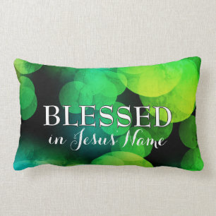 Coussin Rectangle BÉNÉFICIÉ  Green Bokeh élégant  Personnalisable