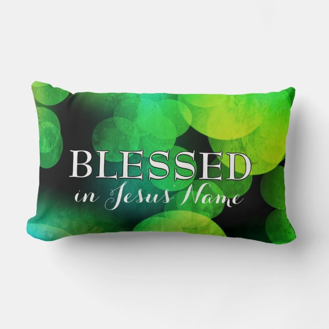Coussin Rectangle BÉNI | Style Green Bokeh | Personnalisable  (Recto)