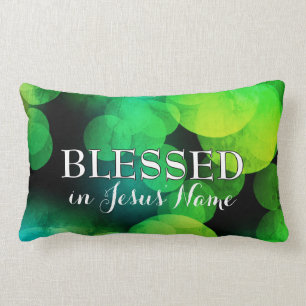 Coussin Rectangle BÉNI   Style Green Bokeh   Personnalisable 