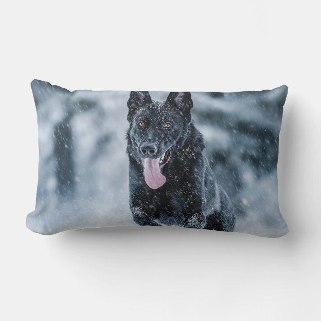 Coussin Rectangle Berger allemand noir dans la couverture de duvet d (Recto)
