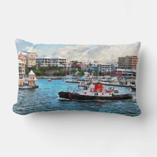 Coussin Rectangle Bermuda - Remorqueur entrant dans le port d'Hamilt