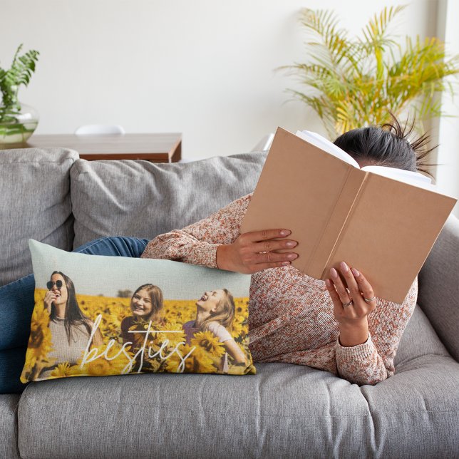 Coussin Rectangle Besties Meilleur Ami Photo Amitié (Créateur téléchargé)