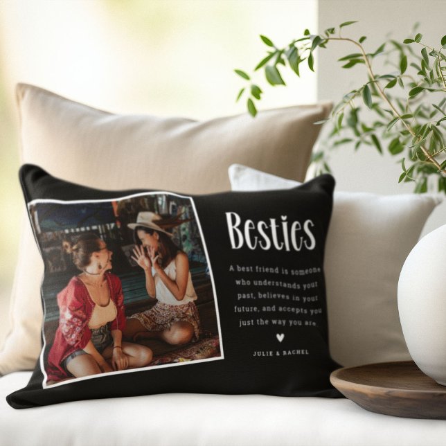 Coussin Rectangle BESTIES's Personnalisé Cute BFF 2 Cadeau Photo (Créateur téléchargé)