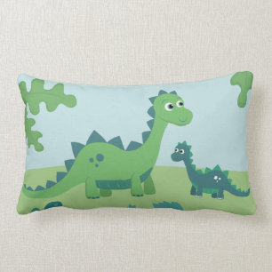 Coussin Rectangle Bêtes de la mère et de l'enfant dinosaures