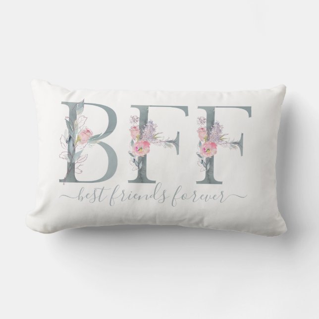 Coussin Rectangle BFF Best Friends Forever Citation Florale Typograp (Recto)