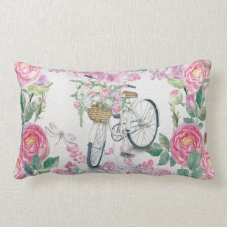 Coussin Rectangle Bicyclette et fleurs élégantes