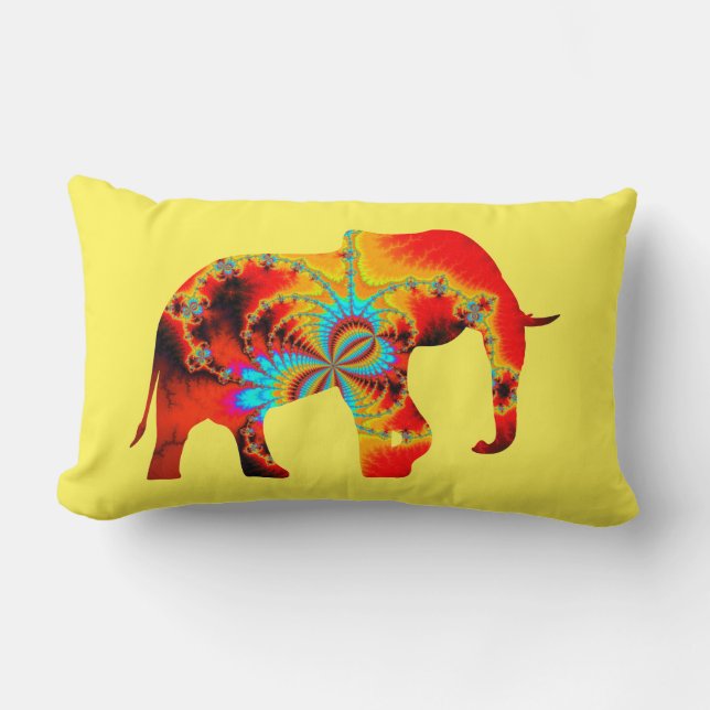 Coussin Rectangle Bien-être animal - Silhouette éléphante Fractale 1 (Recto)