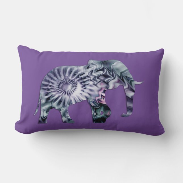 Coussin Rectangle Bien-être animal - Silhouette éléphante Fractale 2 (Recto)