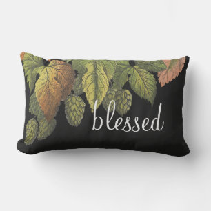 Coussin Rectangle Bienheureux Fleurs Vintages modernes sur Noir