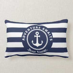 Coussin Rectangle Bienvenue À Bord. Nom du bateau.