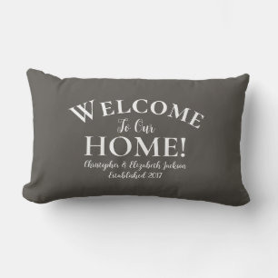 Coussin Rectangle Bienvenue à la maison Calligraphie élégante sur me
