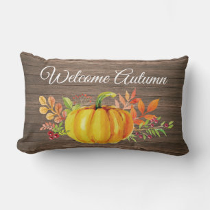 Coussin Rectangle Bienvenue Citrouille Russe d'aquarelle d'automne