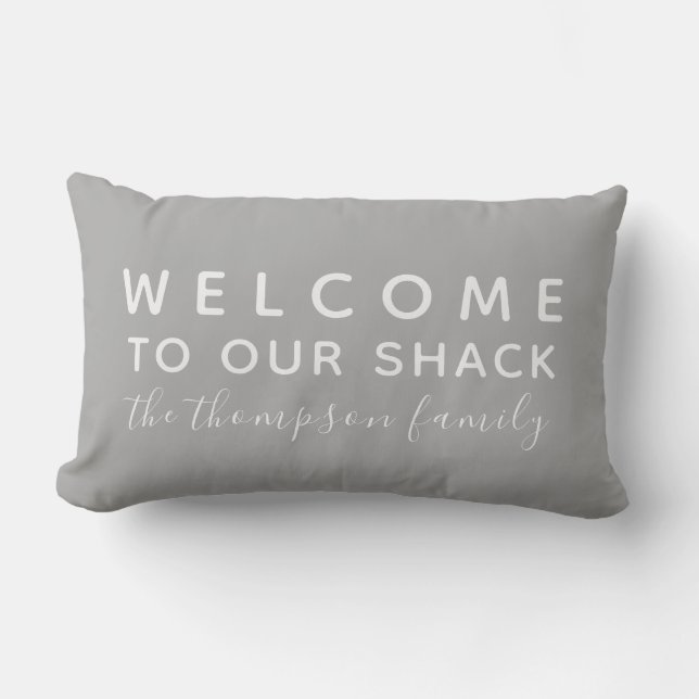 Coussin Rectangle Bienvenue dans notre famille personnalisée Shack T (Recto)