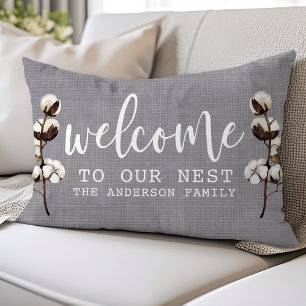 Coussin Rectangle Bienvenue dans notre nid Ferme Maison Rustique Cot