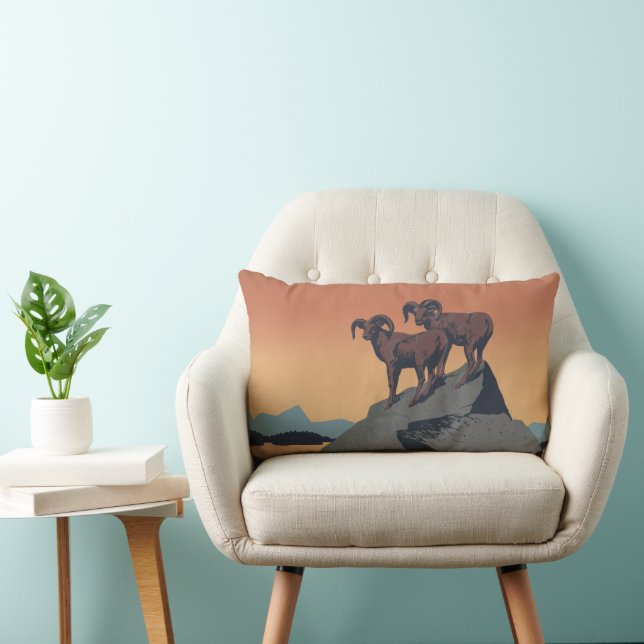 Coussin Rectangle Bighorn Sheep American West Wildlife (Chaise)