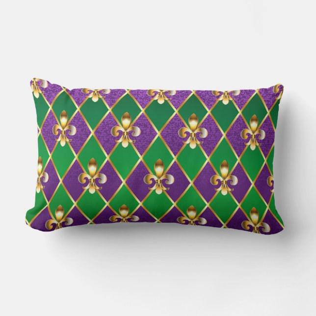 Coussin Rectangle Bijoux Fond Mardi Gras (Recto)