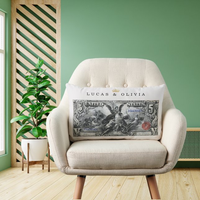 Coussin Rectangle Billet de la Banque du Certificat Argent 1896 – Ca (Créateur téléchargé)