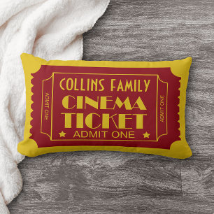 Coussin Rectangle Billet Famille Cinema Nom Personnalisé