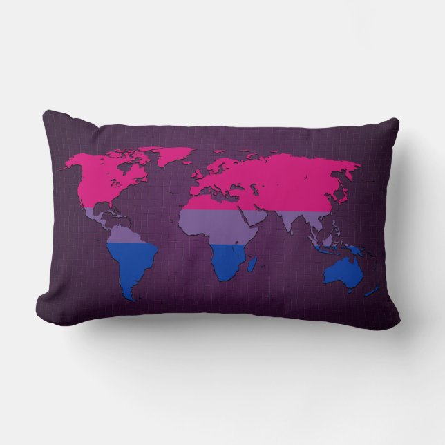 Coussin Rectangle Bisexuality pride world map Pillow (Recto)
