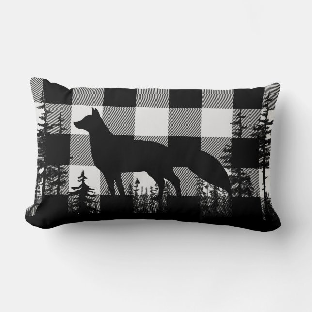 Coussin Rectangle Bison blanc Plaid Forêt de pin de la forêt Renard (Recto)