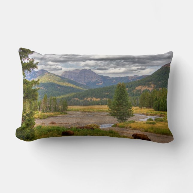 Coussin Rectangle Bison de Yellowstone (Recto)