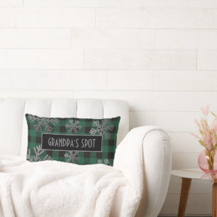 Coussin Rectangle Bison vert Plaid Sparkt Snowflakes