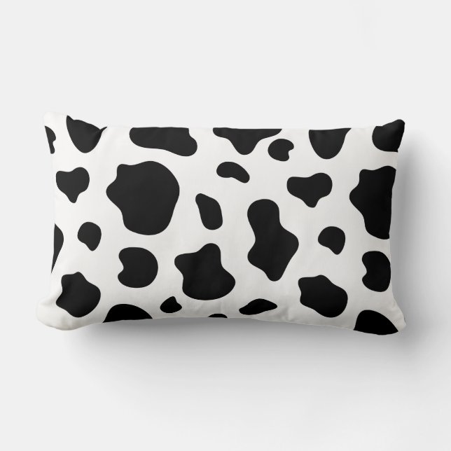 Coussin Rectangle Black and White Cow Print Pillow Decorative  (Recto)