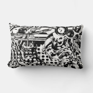Coussin Rectangle Black and White Geometric Art 20
