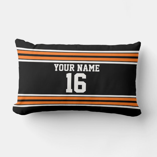 Coussin Rectangle Black avec Orange White Stripes Team Jersey (Recto)