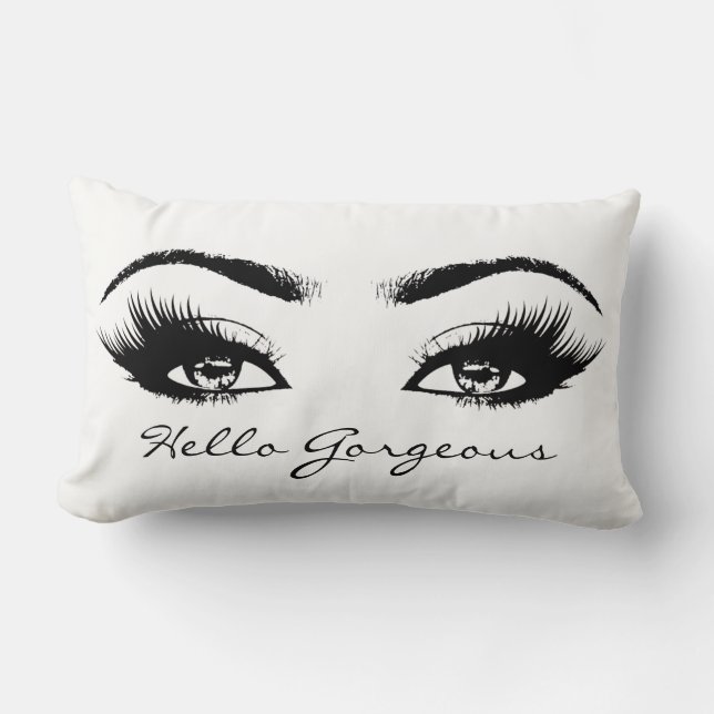 Coussin Rectangle Black Blanc Yeux Lash de maquillage Bonjour magnif (Recto)