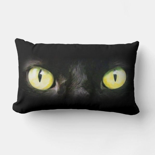 Coussin Rectangle Black Cat Eyes Halloween Éffrayant (Recto)