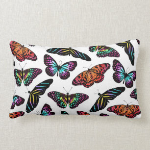 Coussin Rectangle Black Colorful Butterflies