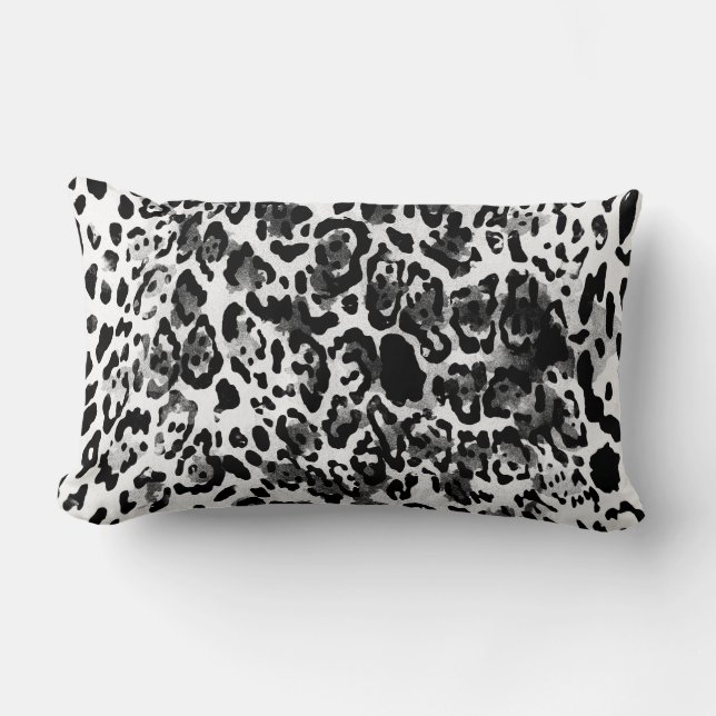 Coussin Rectangle Black et White leopard (Recto)