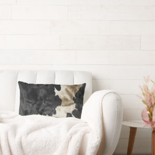 Coussin Rectangle Black Gold Western Cowhide