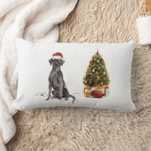 Coussin Rectangle Black Lab Funny Chien de Noël et arbre