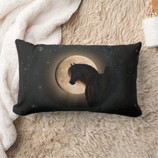 Coussin Rectangle Black Moon Shine Horse Throw Pillow