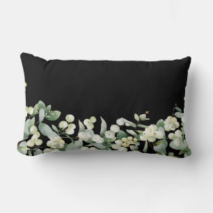 Coussin Rectangle Black Snowberry + Eucalyptus hiver/Noël