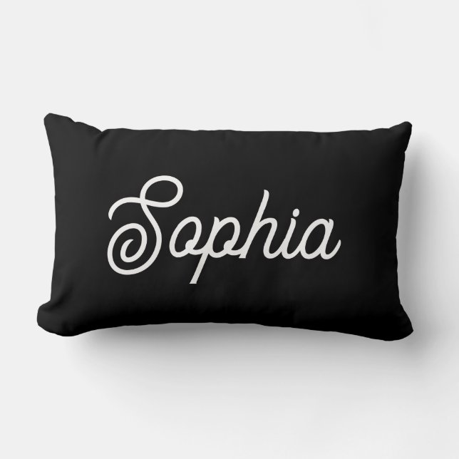 Coussin Rectangle Black | Votre nom dans le script (Recto)