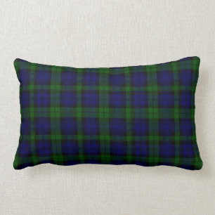 Coussin Rectangle Black Watch Tartan bleu vert Plaid