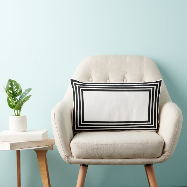 Coussin Rectangle Black & White Abstract Geometrical  (Chaise)