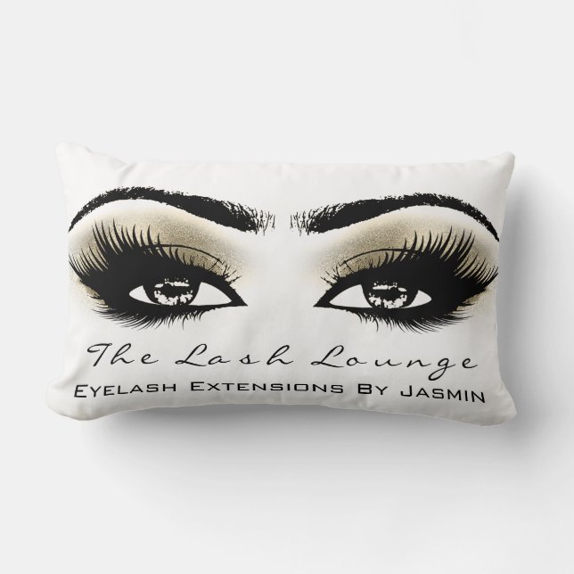 Coussin Rectangle Blanc Champaigne maquillage Yeux Lashes Beauté (Recto)