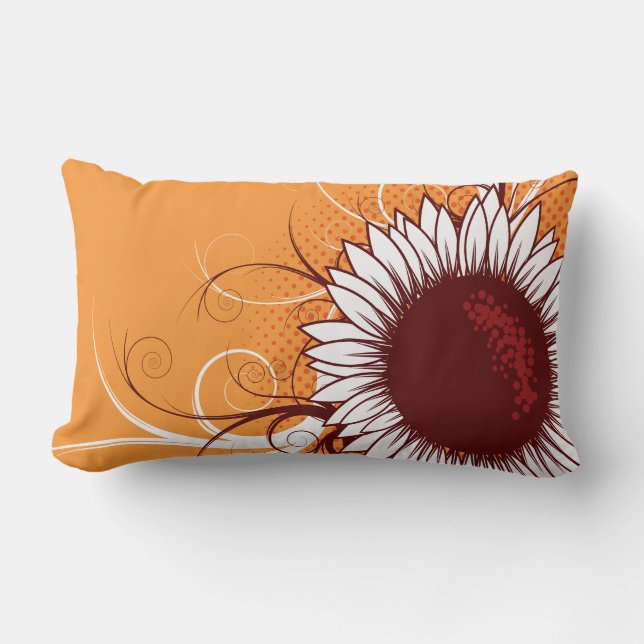 Coussin Rectangle Blanc et fleur de Bourgogne sur l'orange (Recto)