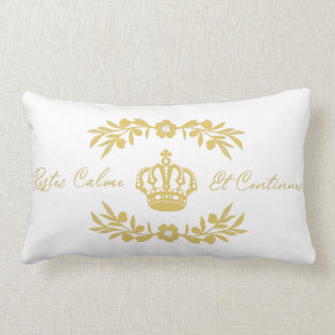 Coussin Rectangle blanc et or Écran français Garder le calme Continu