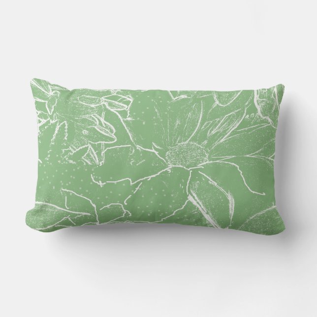 Coussin Rectangle Blanc floral  Transparence du paquet - Vert clair  (Recto)