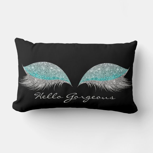 Coussin Rectangle Blanc Gris Tiffany Lashes Maquillage Magnifique No (Recto)