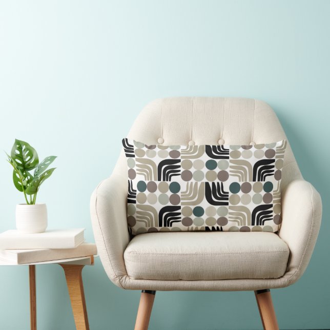 Coussin Rectangle Blanc Noir Gris Bohème (Chaise)